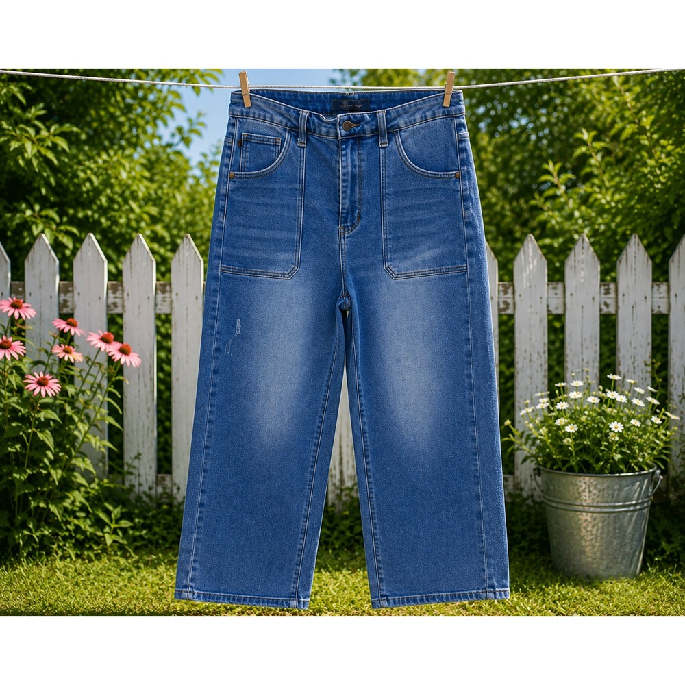 Judy Blue Jeans Womens 13/31 Blue Denim High Rise Patch Pocket Straight Leg
